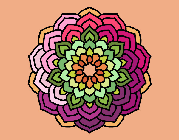 Dibujo Mandala pétalos de flor pintado por blanca