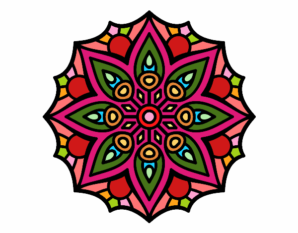 Dibujo Mandala simetría sencilla pintado por MarialyP