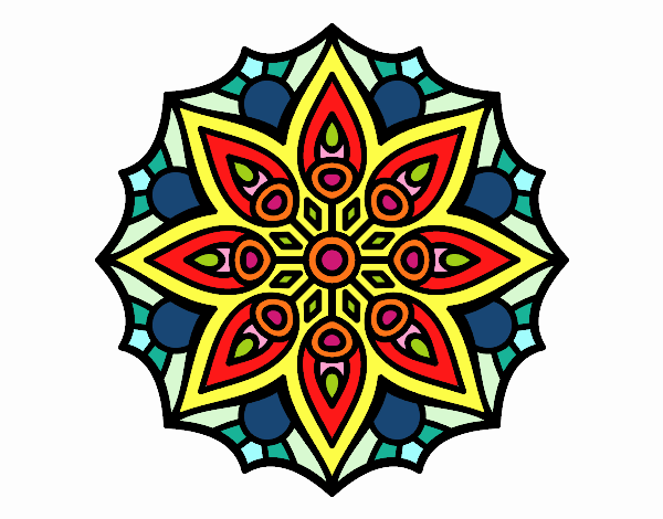Dibujo Mandala simetría sencilla pintado por Miolca 