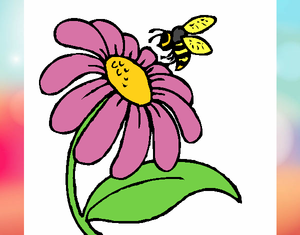 Dibujo Margarita con abeja pintado por Andreeeeee