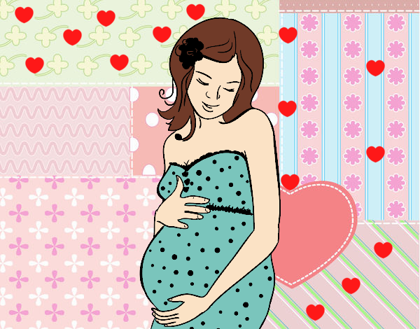 Dibujo Mujer embarazada feliz pintado por Andreeeeee