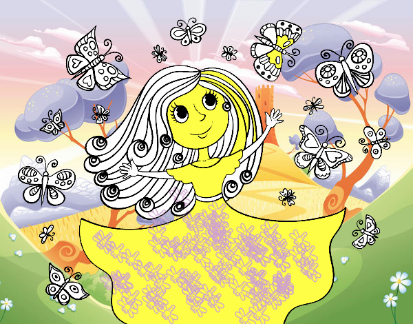 Dibujo Princesa de las mariposas pintado por amby