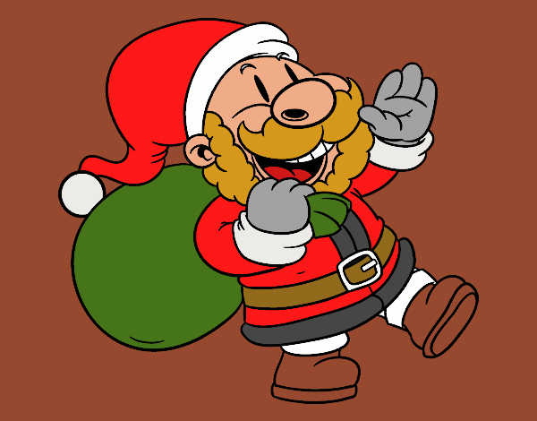 Santa Claus camina y saluda