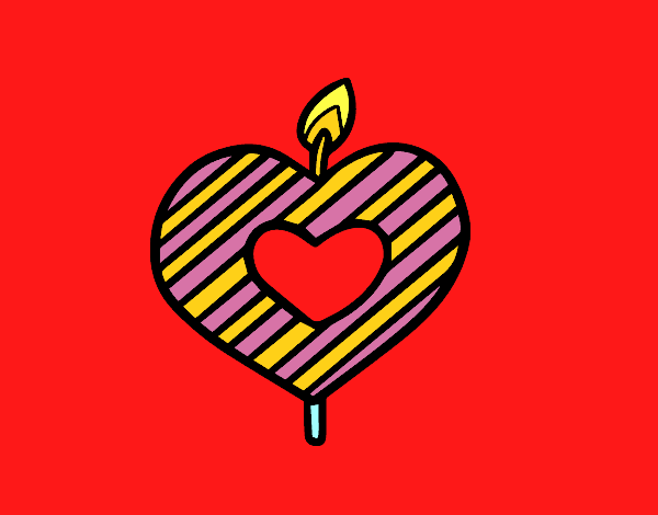 Dibujo Vela en forma de corazón pintado por mencia123