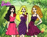 Dibujo Barbie y sus amigas vestidas de fiesta pintado por UliEmi