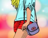 Dibujo Chica con bolso pintado por paolitaa