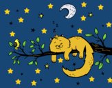 Dibujo El gato y la luna pintado por lolyyfeli