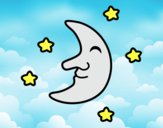 Dibujo Luna con estrellas pintado por ZASCUACH