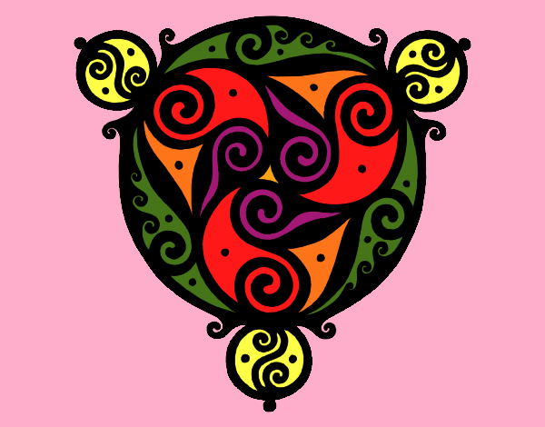 Dibujo Mandala con tres puntas pintado por AZUL5