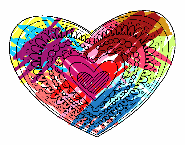 Dibujo Mandala corazón pintado por nickvanega