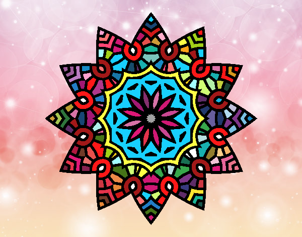 Dibujo Mandala estrella floral pintado por Battis
