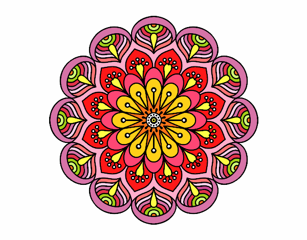 Dibujo Mandala flor y hojas pintado por enylu
