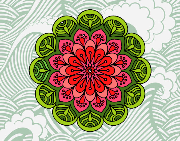 Mandala flor y hojas