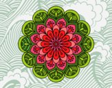 Dibujo Mandala flor y hojas pintado por estrellado