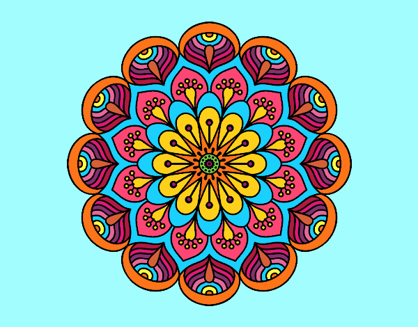 Dibujo Mandala flor y hojas pintado por sandrasobi