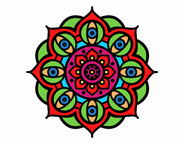 Dibujo Mandala ojos abiertos pintado por estrellado