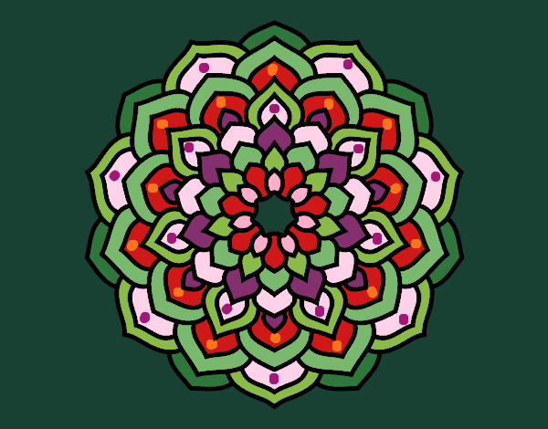 Dibujo Mandala pétalos de flor pintado por blanca