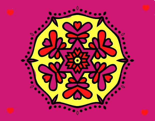 Dibujo Mandala simétrica pintado por estrellado