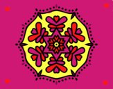 Dibujo Mandala simétrica pintado por estrellado