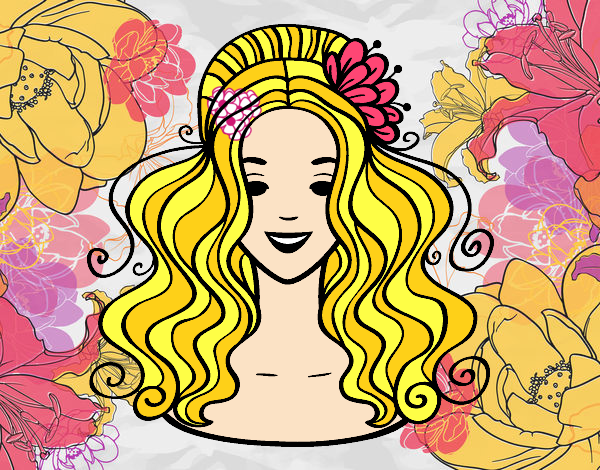 Dibujo Peinado recogido con flores pintado por lolyyfeli