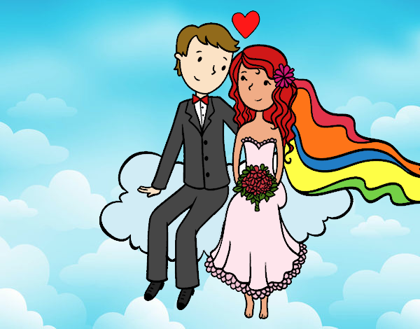 Dibujo Recién casados en una nube pintado por lolyyfeli