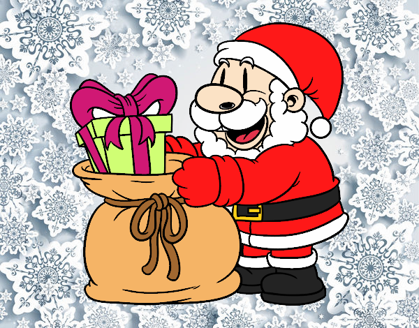 Dibujo Santa Claus ofreciendo regalos pintado por lolyyfeli