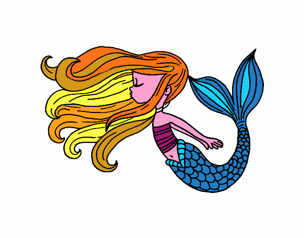 Dibujo Sirena flotando pintado por narratorco