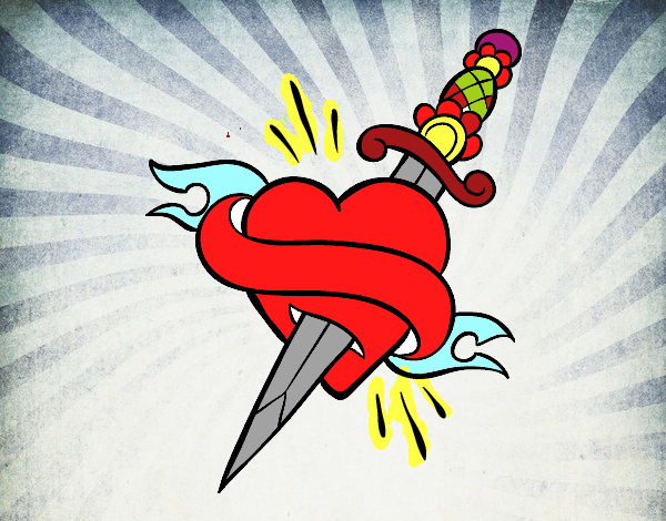 Tatuaje de corazón y puñal
