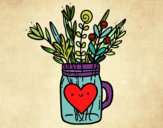 Dibujo Bote con flores silvestres y un corazón pintado por polillaty