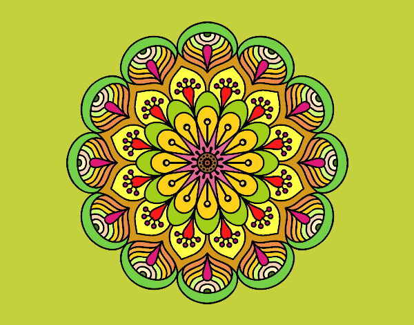 Dibujo Mandala flor y hojas pintado por sandrasobi