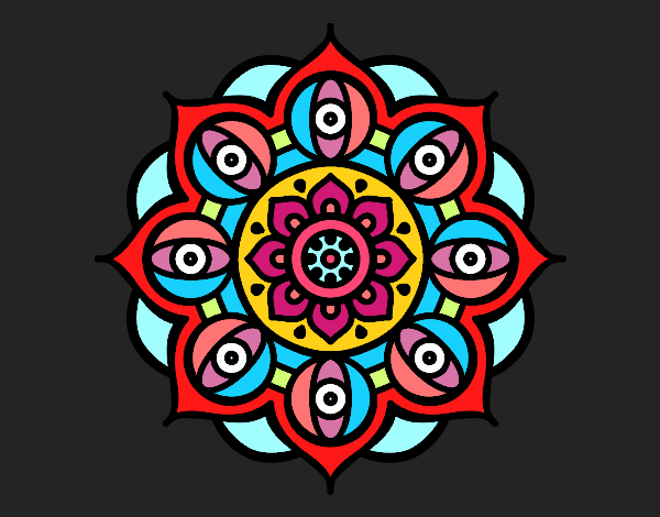 Dibujo Mandala ojos abiertos pintado por karlitamer