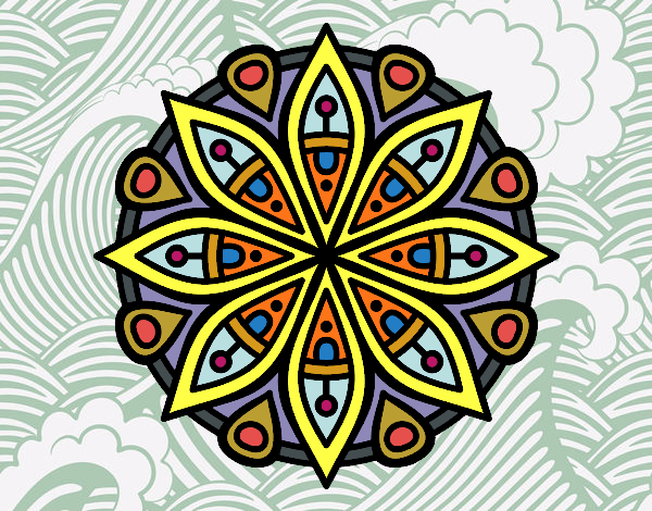 Dibujo Mandala para la concentración pintado por Andreeeeee