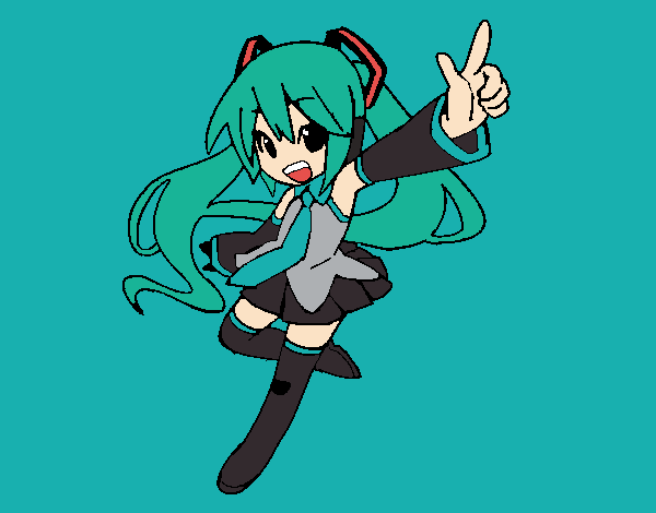 Dibujo Miku vocaloid pintado por sukichan