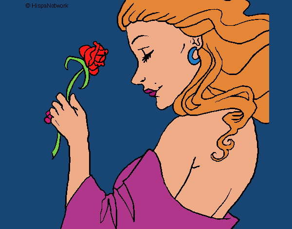 Dibujo Princesa con una rosa pintado por lolyyfeli