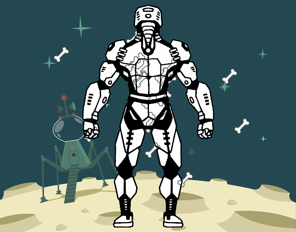 Dibujo Robot luchador de espaldas pintado por empoleon09