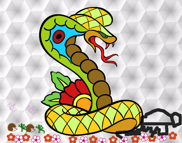 Dibujo Tatuaje de cobra pintado por dinoaran