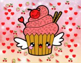 Dibujo Cupcake kawaii con cereza pintado por soficienta