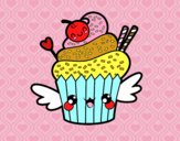 Dibujo Cupcake kawaii con cereza pintado por ayace