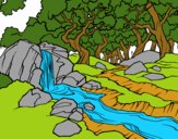Dibujo Paisaje de bosque con un río pintado por natzumi