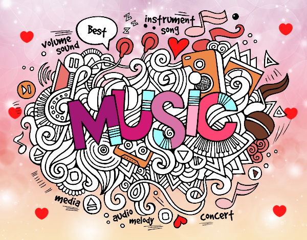 Dibujo Collage musical pintado por 123myi