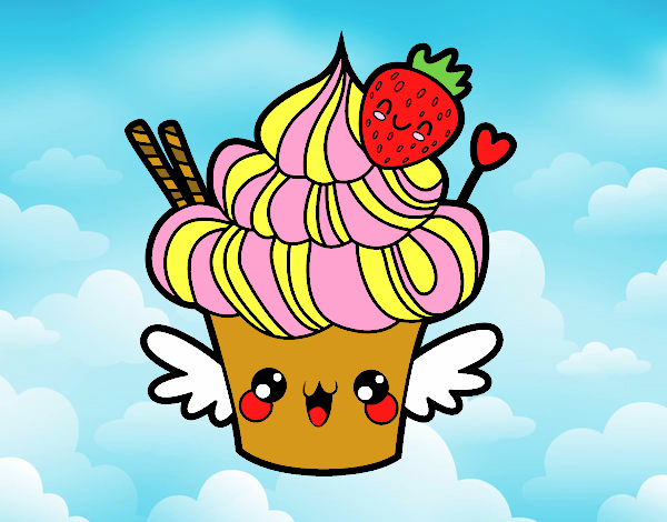 Dibujo Cupcake kawaii con fresa pintado por starlimon