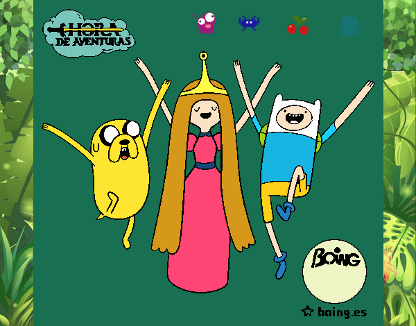 Dibujo Jake, Princesa Chicle y Finn pintado por josedav