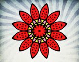 Dibujo Mandala flor con pétalos pintado por estrellado