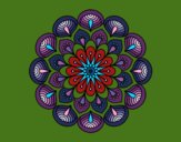 Dibujo Mandala flor y hojas pintado por queyla