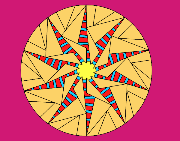 Dibujo Mandala sol triangular pintado por lolyyfeli