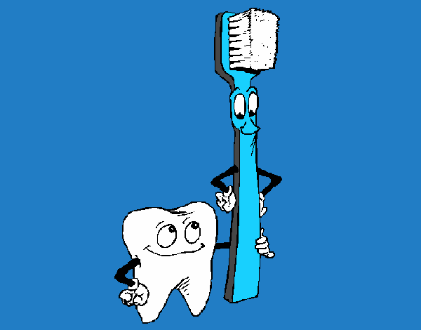 Dibujo Muela y cepillo de dientes pintado por starlimon