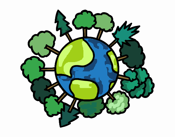 Dibujo Planeta tierra con árboles pintado por acarocr 