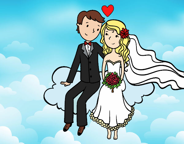 Recién casados en una nube