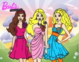Dibujo Barbie y sus amigas vestidas de fiesta pintado por josedav