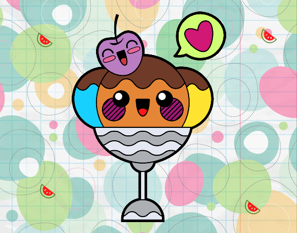 Dibujo Copa de helado kawaii pintado por ludmilaa